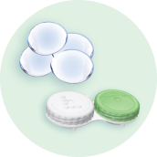 Illustration of hands holding recyclable lens materials